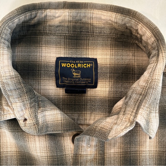 Vintage Woolrich flannel size XL green and tan plaid, men’s large, 100% cotton - Picture 4 of 12